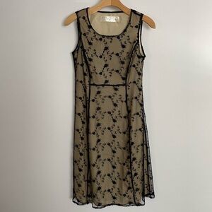 Vintage max studio black floral lace overlay mini shift dress